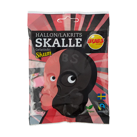 Bubs Raspberry Licorice Foam Skulls–Swedish Candy