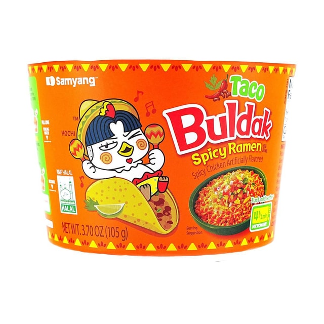 Taco Buldak Spicy Ramen Noodles ,Spicy Chicken Artificial Flavor